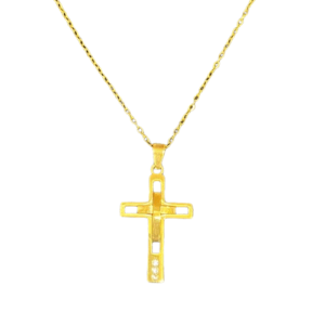 Gold Plated Double Crucifix Necklace