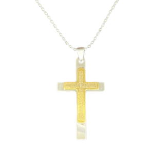 Gold Sliver Double Crucifix Necklace