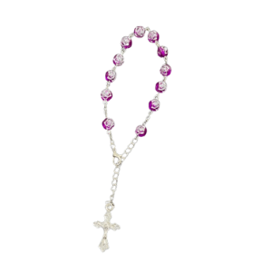 Purple with Rose Car Rosary