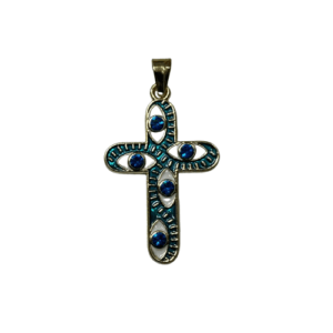 4.5 X 2.5 CM Gold Plated With Blue Crucifix Pendant