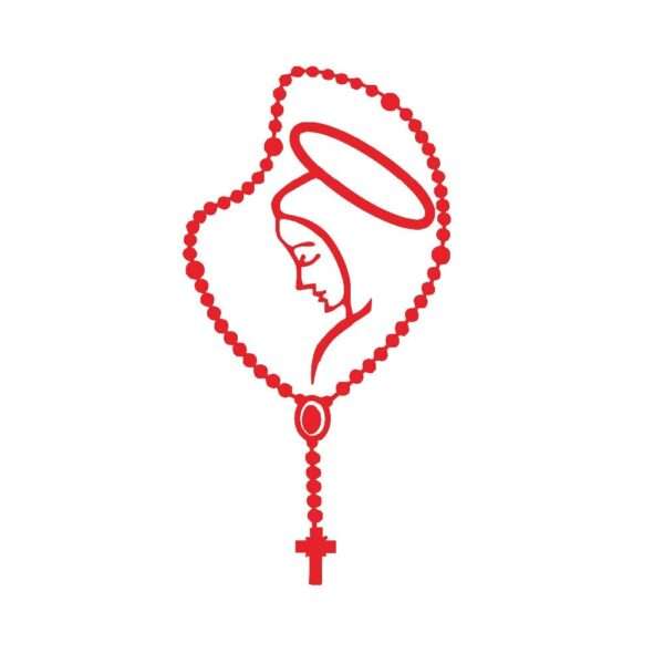 Red Rosary Car Sticker