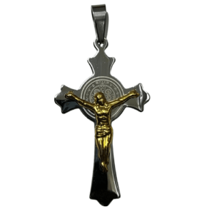 7 X 4 CM St. Benedict With Gold Silver Crucifix Pendant