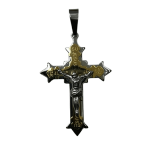 7.5 X 4.4 CM Gold Silver Plated Crucifix Pendant