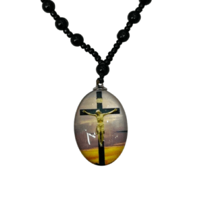 Glass Jesus On Cross Pendant